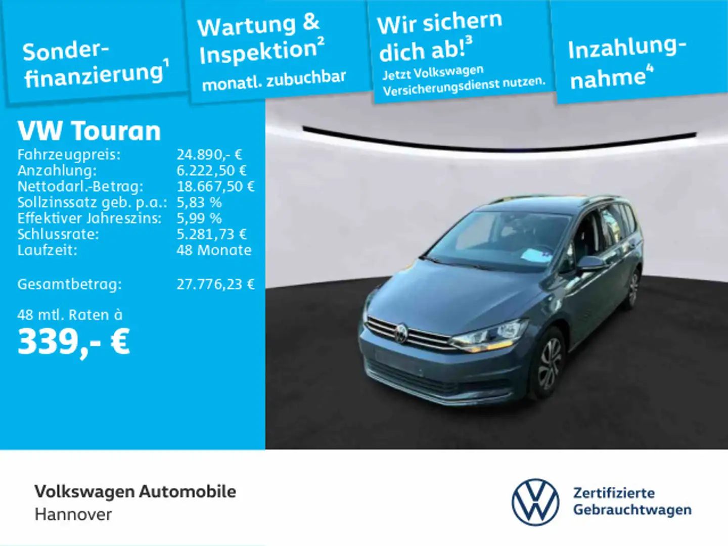 Volkswagen Touran 1.5 TSI Active Navi AHK PDC SHZ Grau - 1