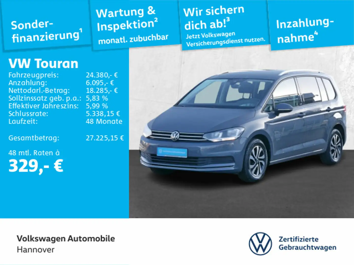 Volkswagen Touran 1.5 TSI Active Navi AHK PDC SHZ Grau - 1