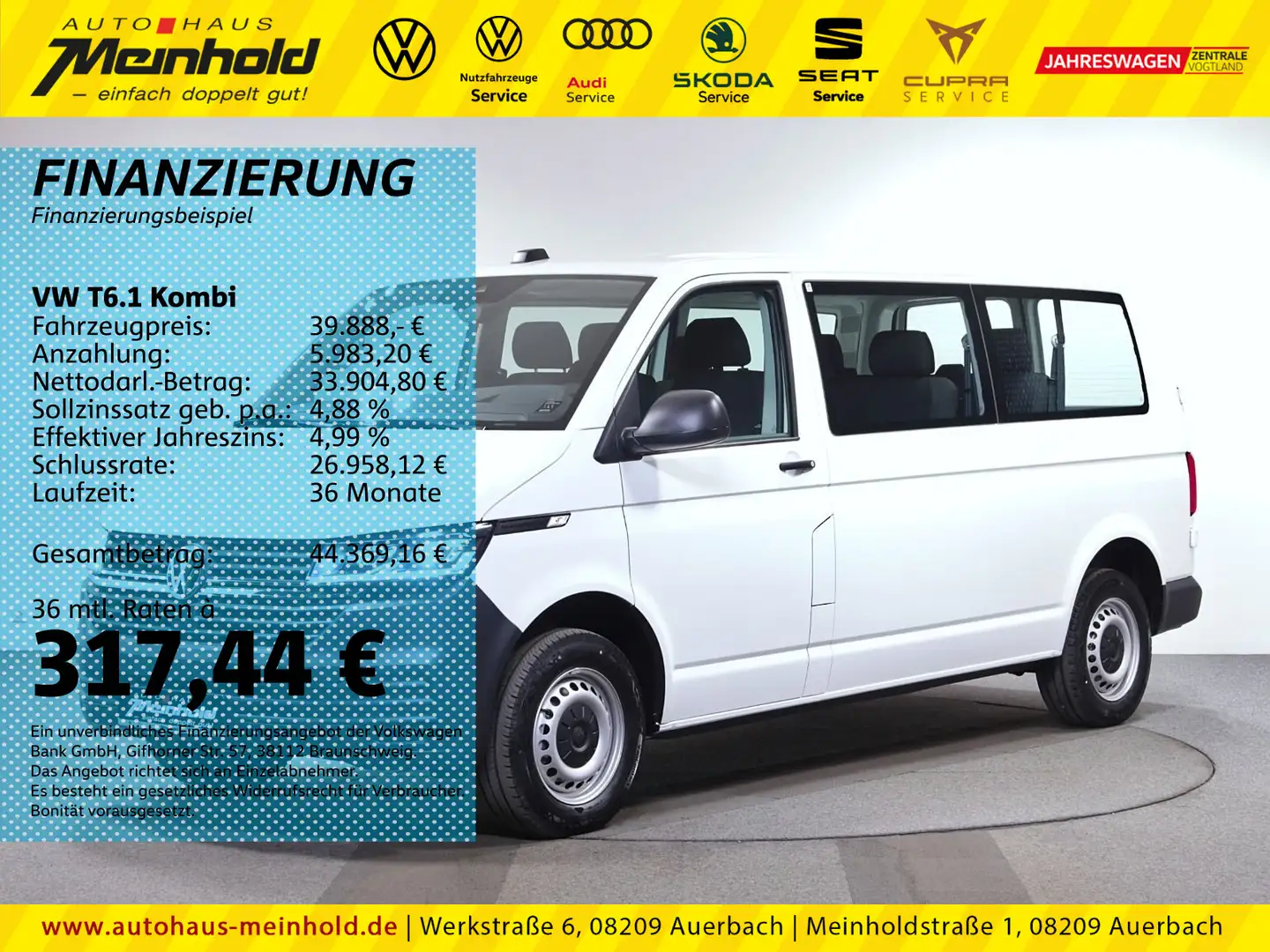 Volkswagen T6.1 Kombi LR 2.0 TDI, Heckflügel, LED, Navi,GRA Blanc - 1