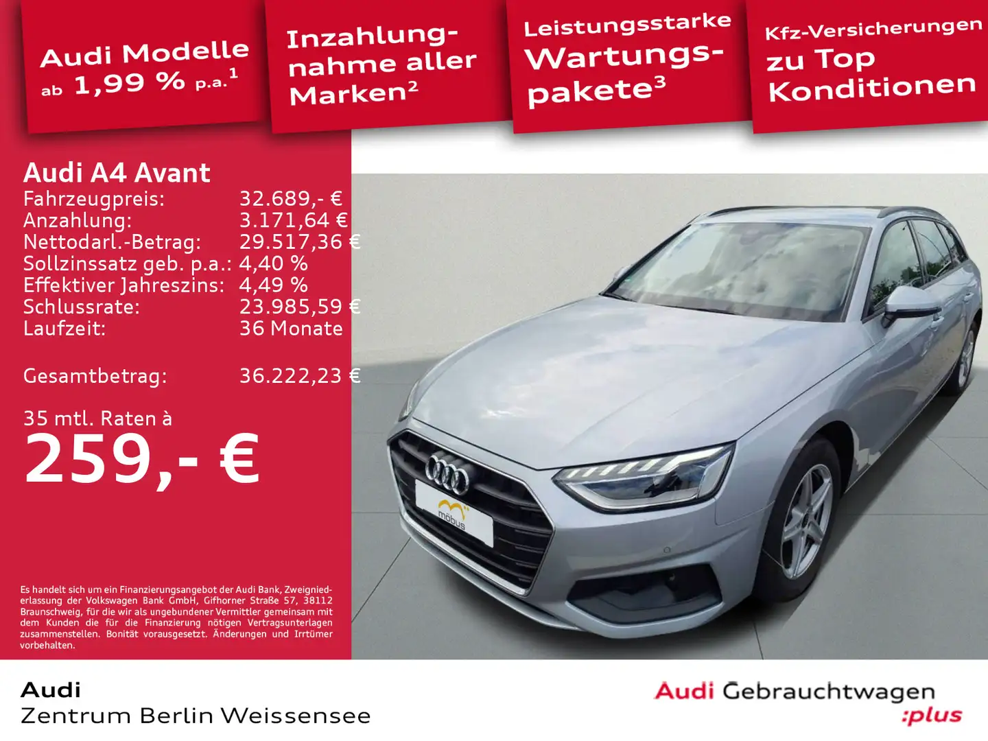 Audi A4 30 TDI S-TRO*NAVI*LED*ASG*KLIMA*PDC*APP Silber - 1