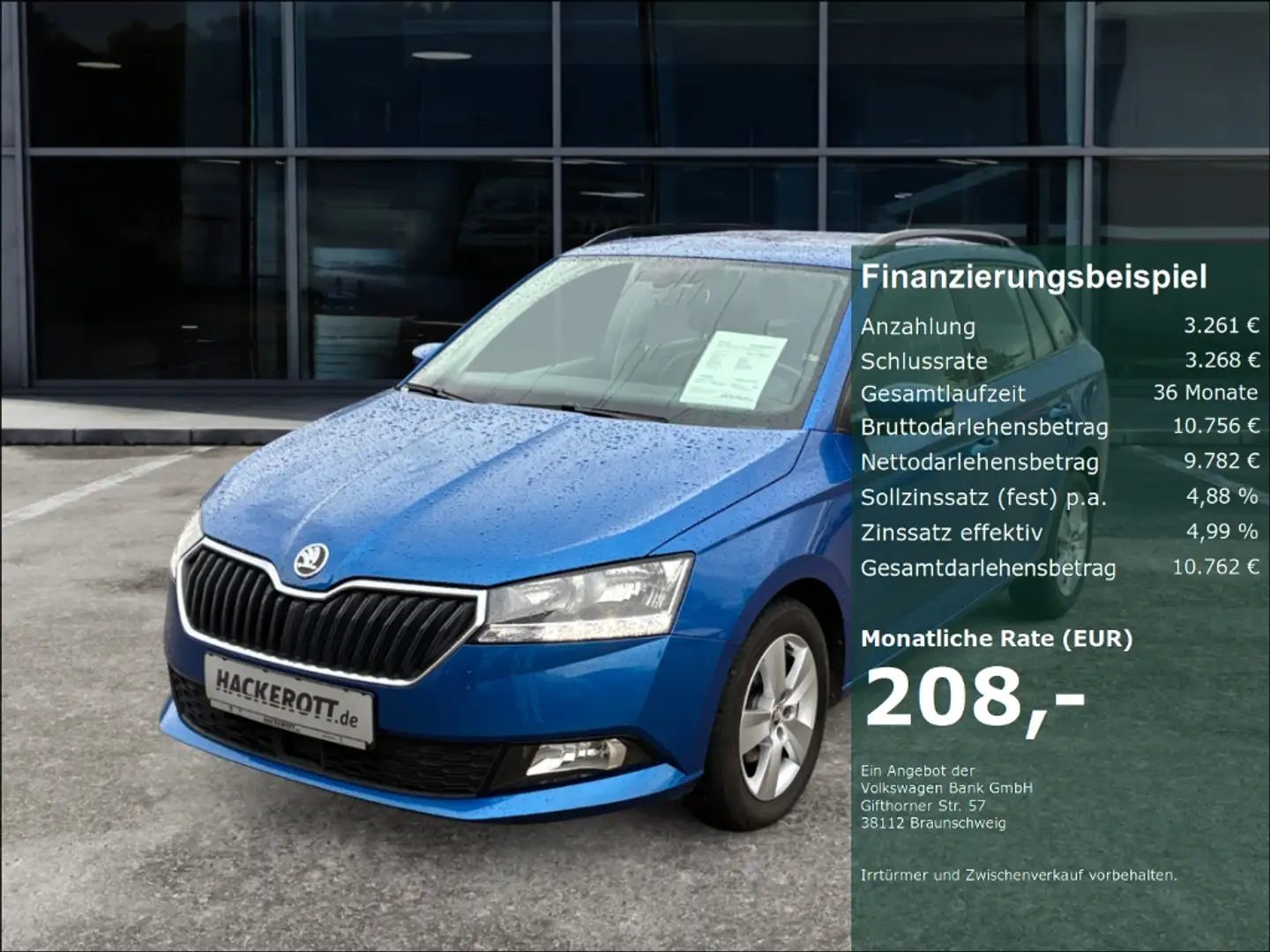Skoda Fabia Combi Style PDC h. Smart Link Rückfahrk. Bleu - 1