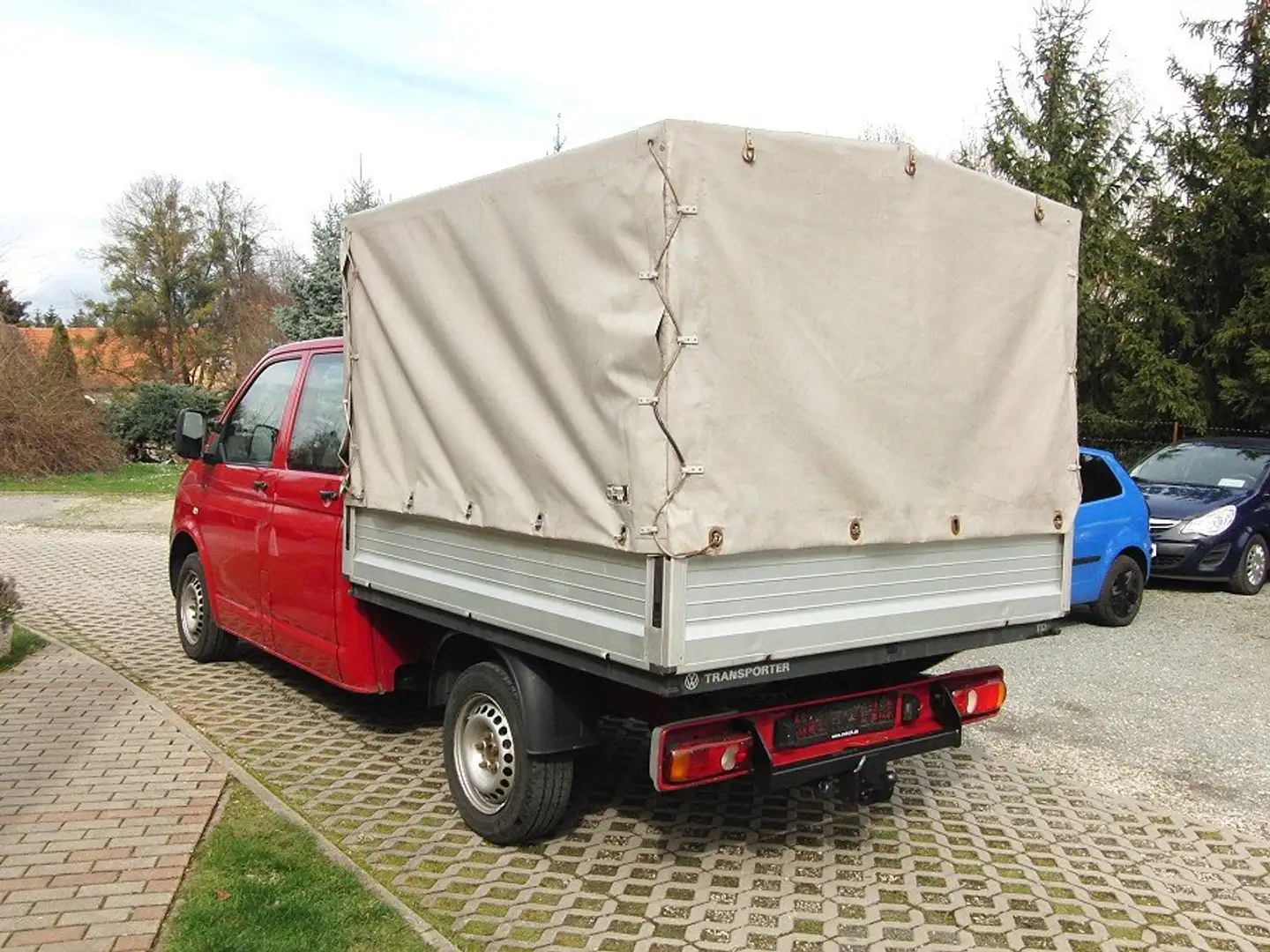 Volkswagen T5 Doppelkabine Pritsche mit Plane 1,9 TDI Rot - 2