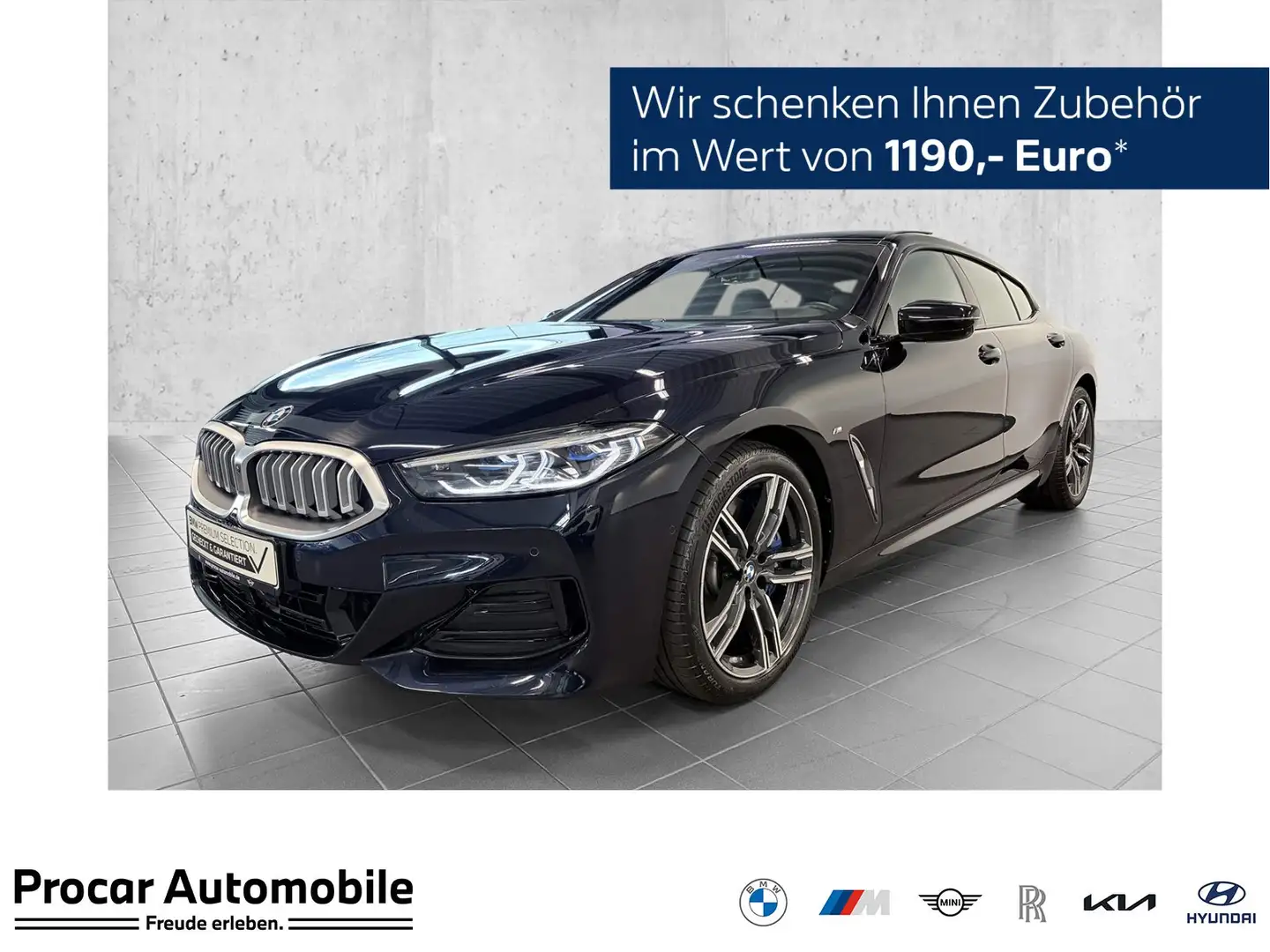 BMW 840 d xDrive Gran Coupé M Sport HUD PANO ACC 360°KAM R Zwart - 1