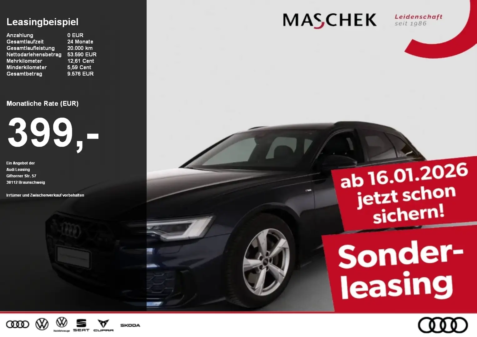 Audi A6 Avant S line 50 TDI AHK Black Matrix Memory 360° A Blau - 1