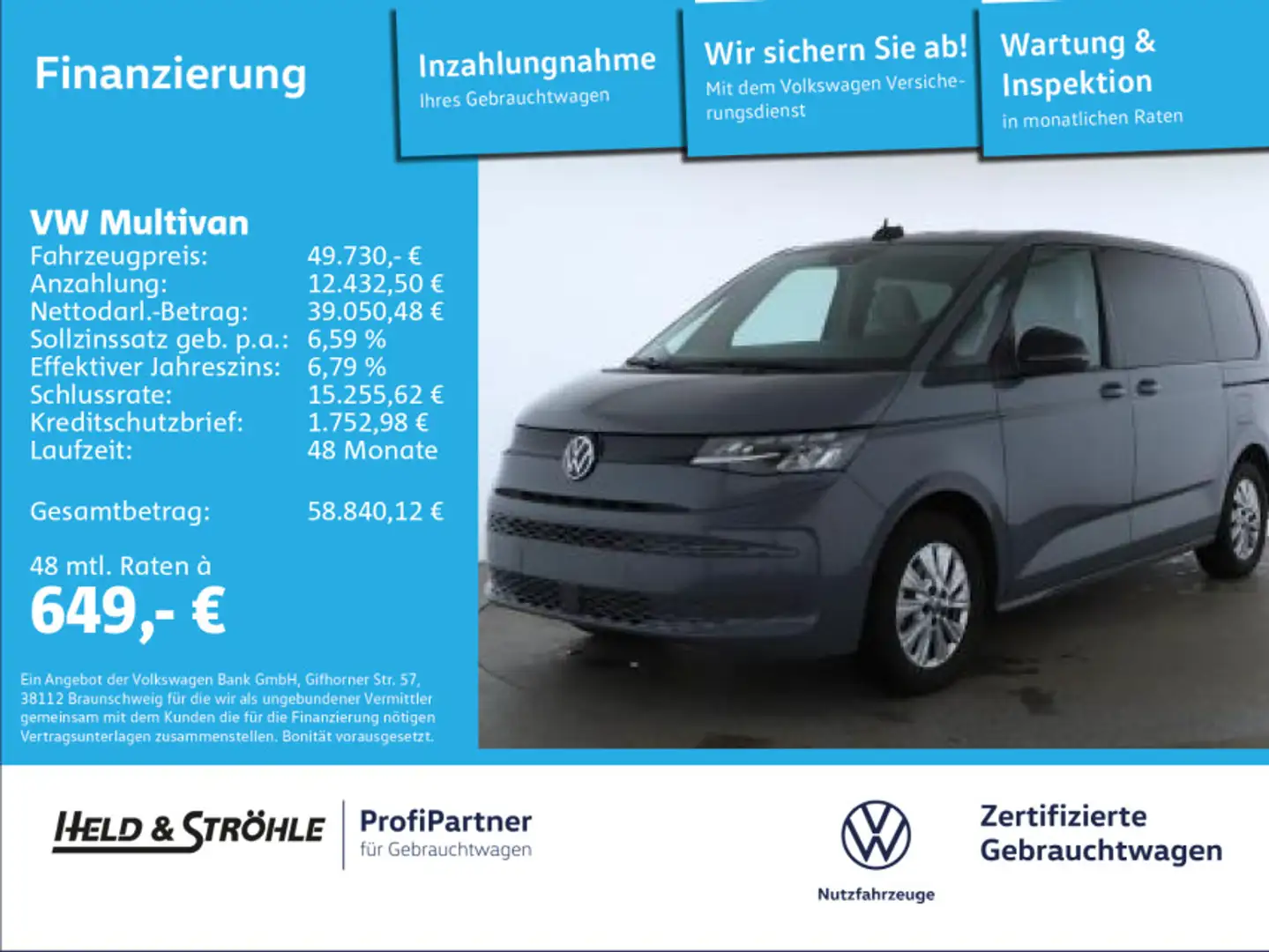 Volkswagen T7 Multivan T7 Multivan 2.0 TDI 7S AHK LED NAVI RFK 5J.GAR. Grau - 1