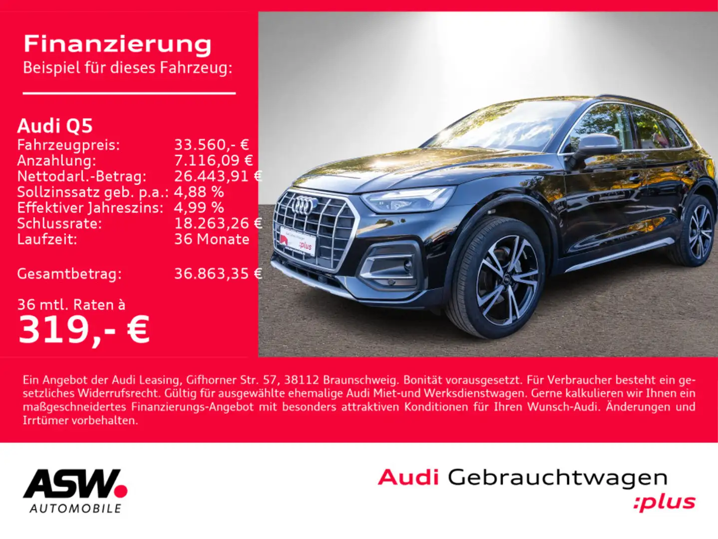 Audi Q5 advanced 40TDI quattro Stron NAVI LED AHK ACC Noir - 1