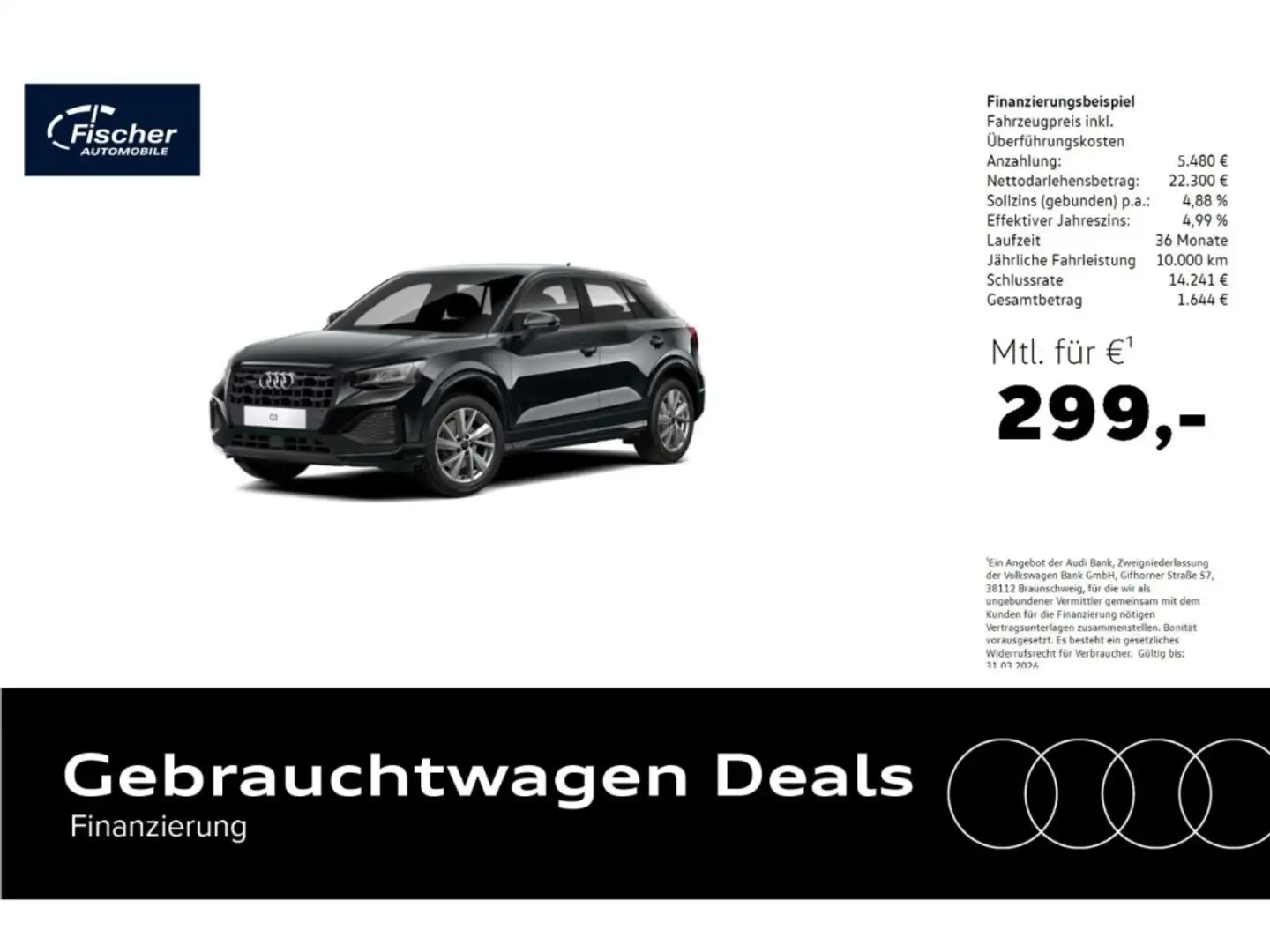 Audi Q2 35 TDI quattro Advanced NAV/Virt/Leder/RFK Schwarz - 1