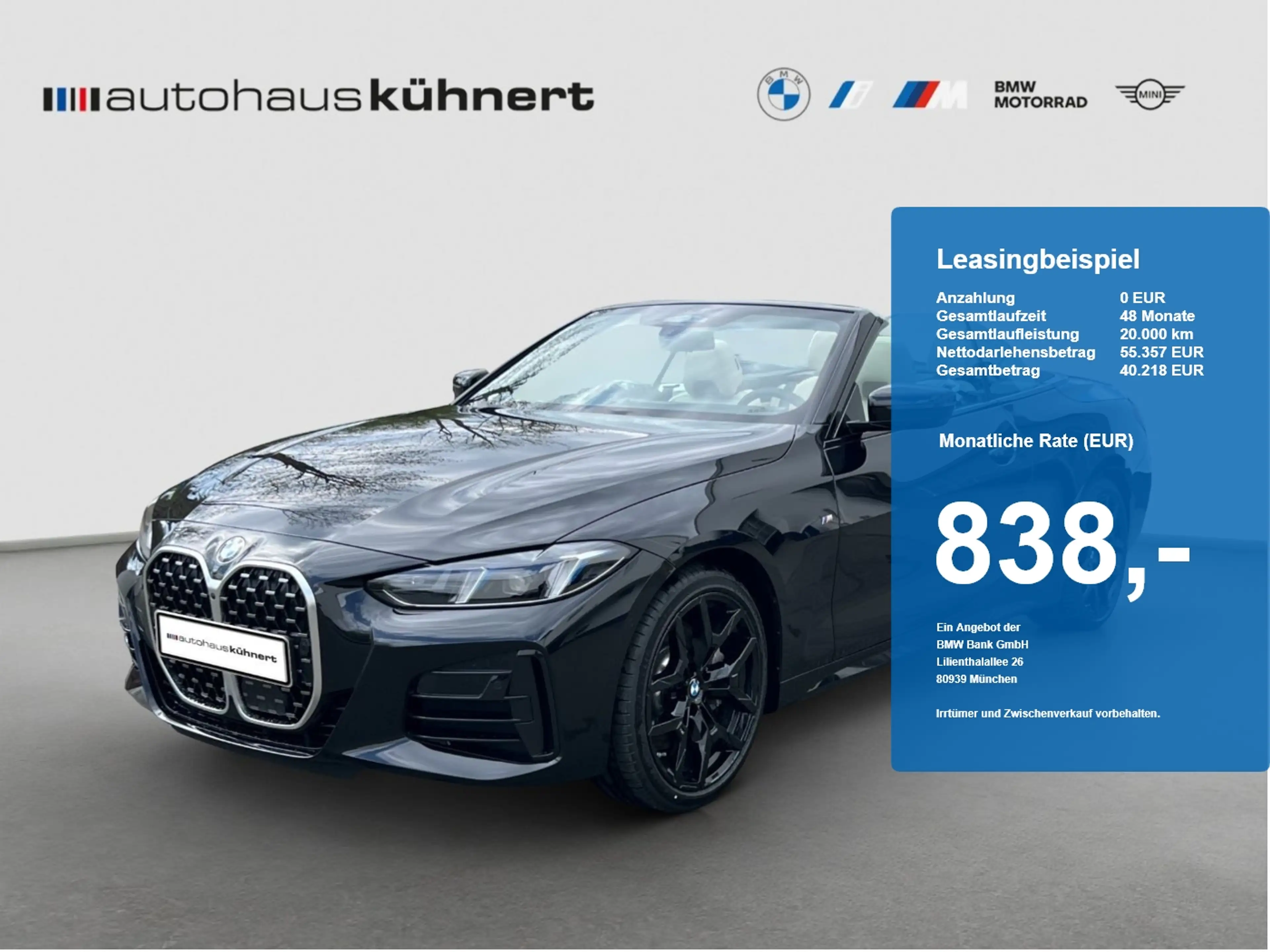 BMW 430 i xDrive Cabrio UPE 88.680 EUR ///M-Sport ACC