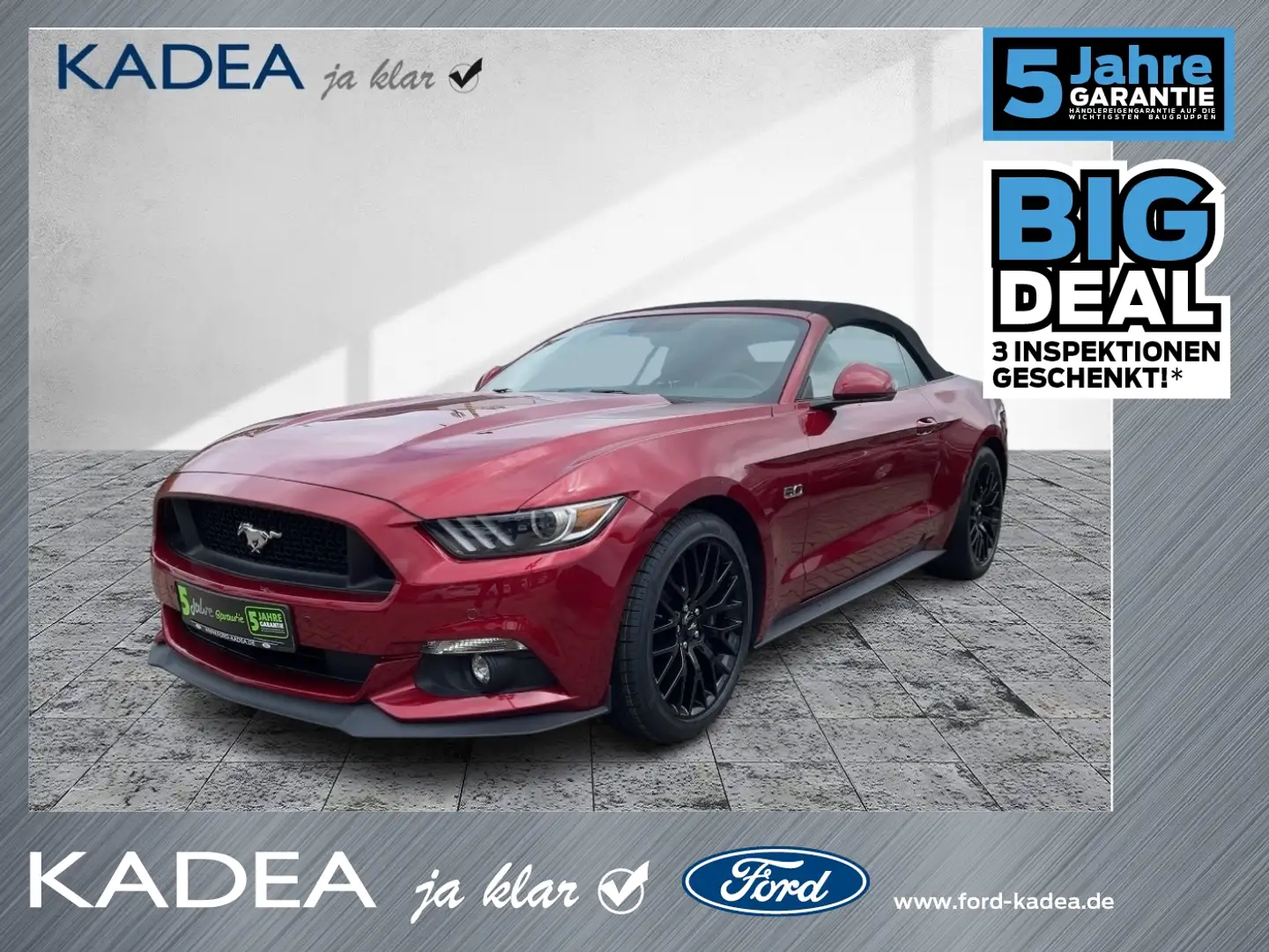 Ford Mustang 5.0 V8 GT Convertible Kamera|Carplay|Navi Rosso - 1