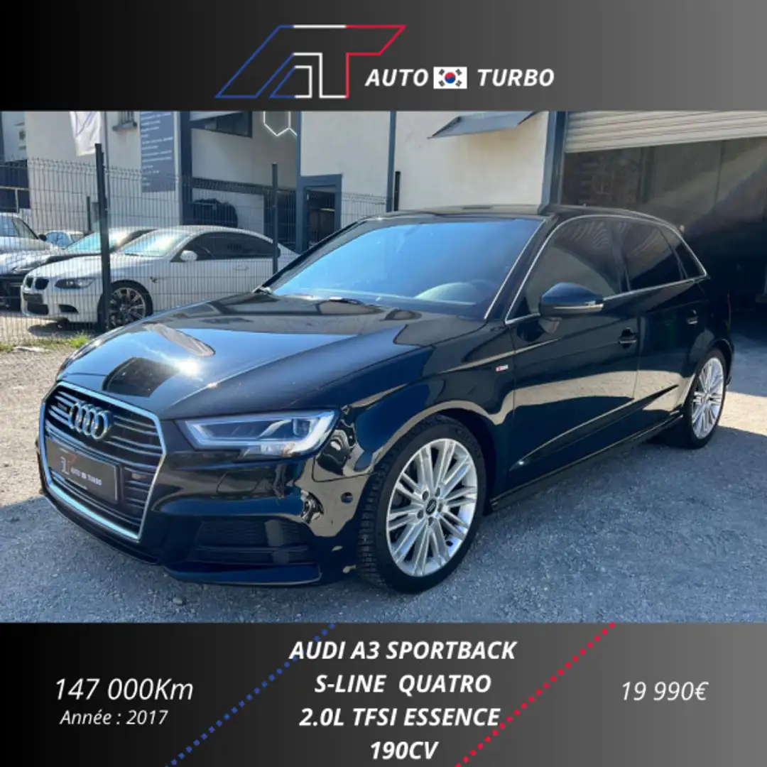Audi A3 2.0 TFSI 190CH S LINE S TRONIC 7 Schwarz - 1