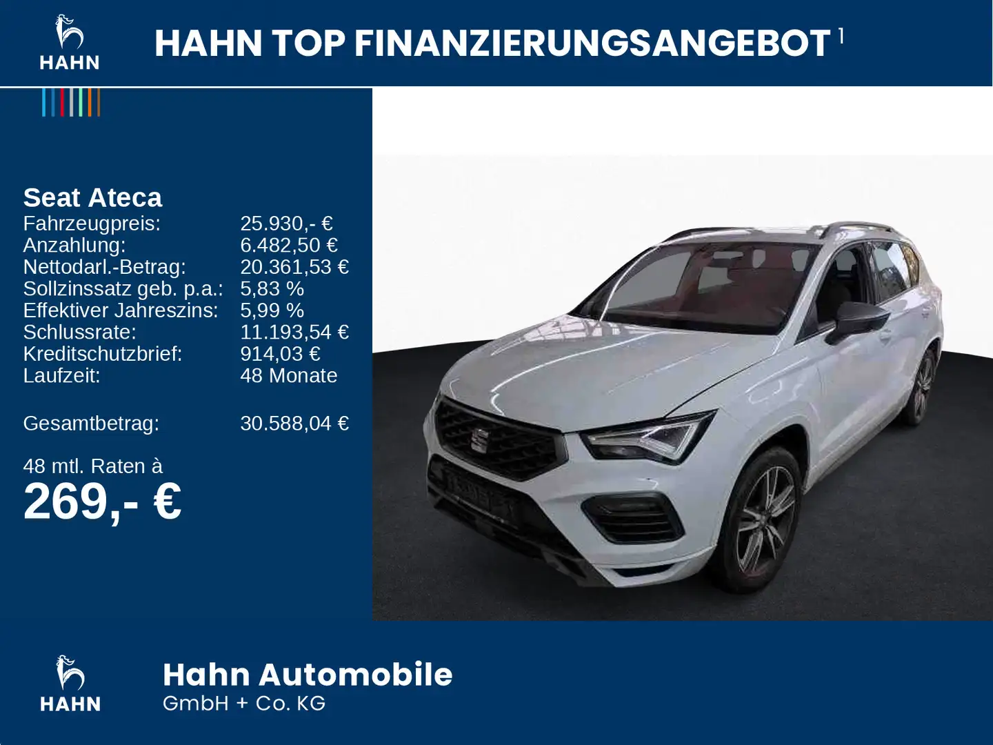 SEAT Ateca 1.5TSI FR LED Navi AHK CAM APP Sitzhzg GRA Weiß - 2