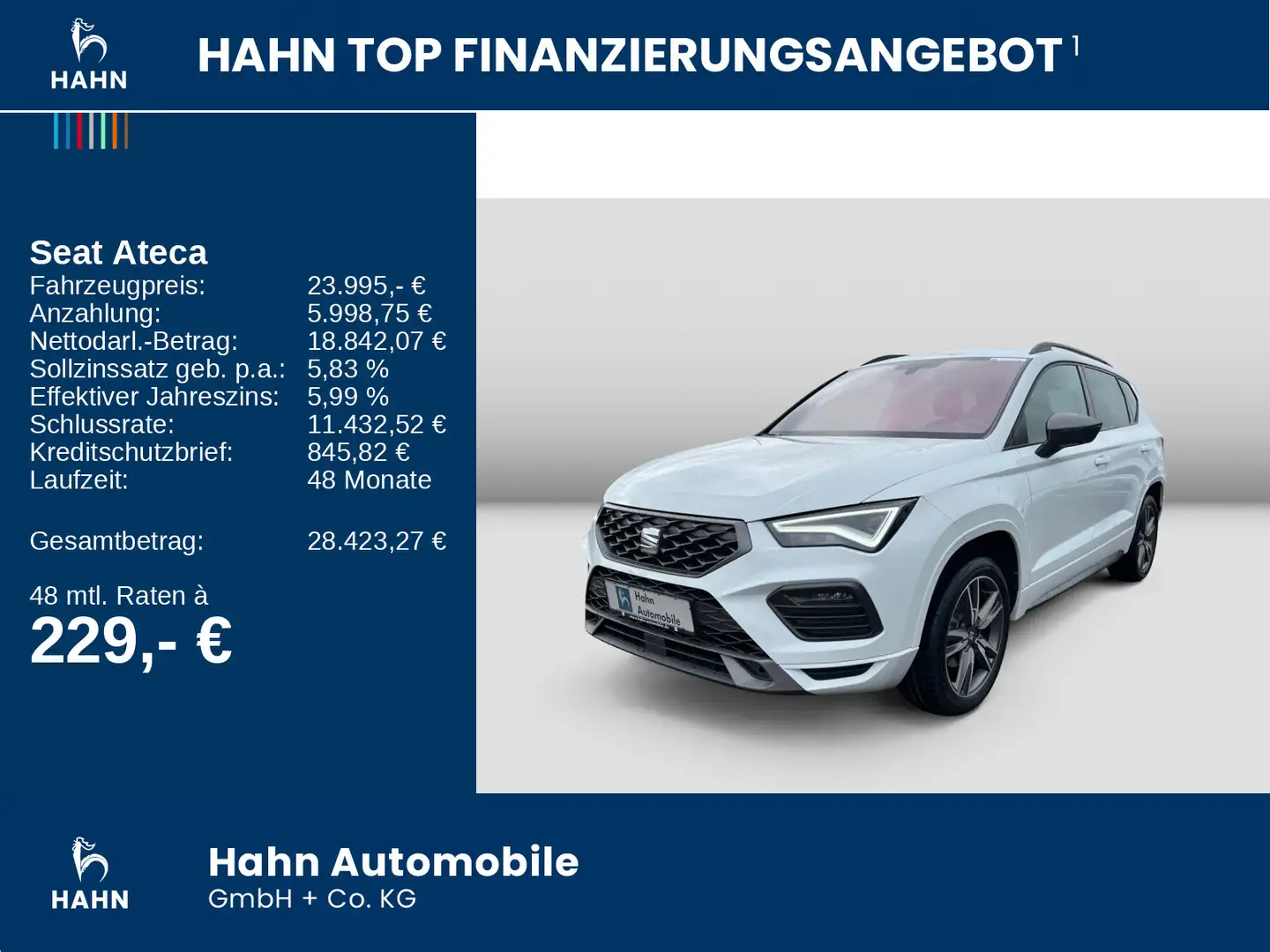 SEAT Ateca 1.5TSI FR LED Navi AHK CAM APP Sitzhzg GRA Weiß - 2