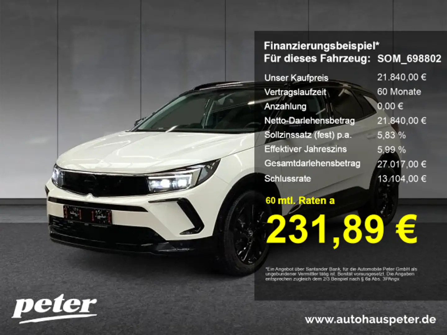 Opel Grandland Grandland 1.2 Turbo GS Line Klimaautomatik Alcantara Sitzheizung Weiß - 1