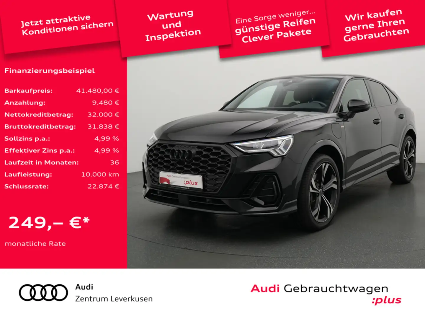 Audi Q3 Sportback 45 e S line S-TRON AHK PANO LEDE Schwarz - 1