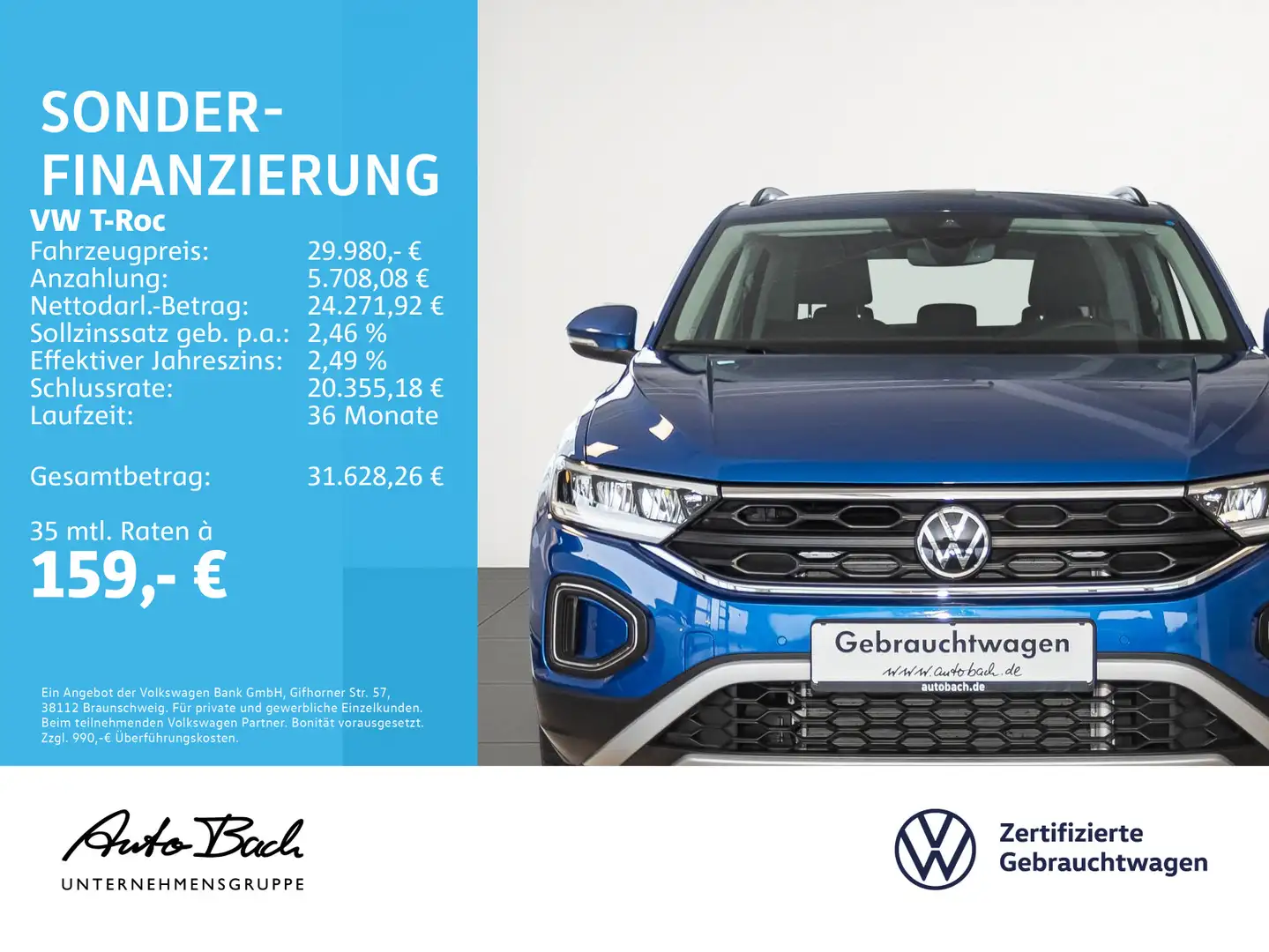Volkswagen T-Roc 1.5 TSI MOVE DSG Navi LED CarPlay EPH DAB Blau - 2