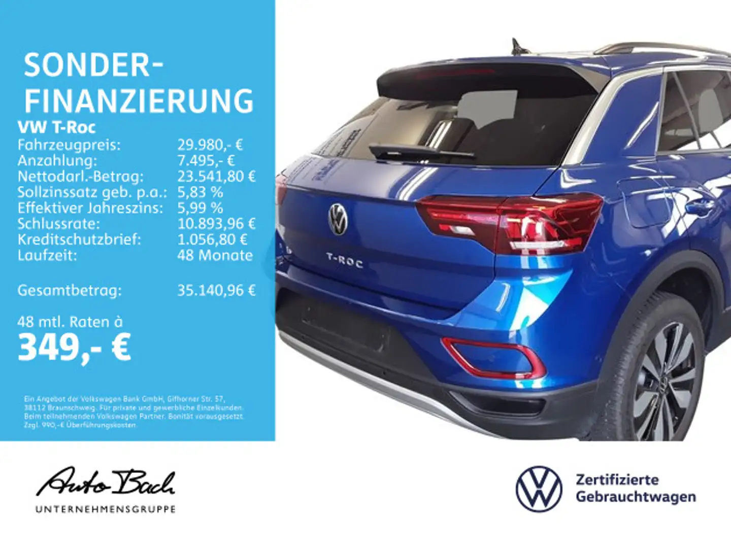 Volkswagen T-Roc 1.5 TSI MOVE DSG Navi LED CarPlay EPH DAB Blau - 2