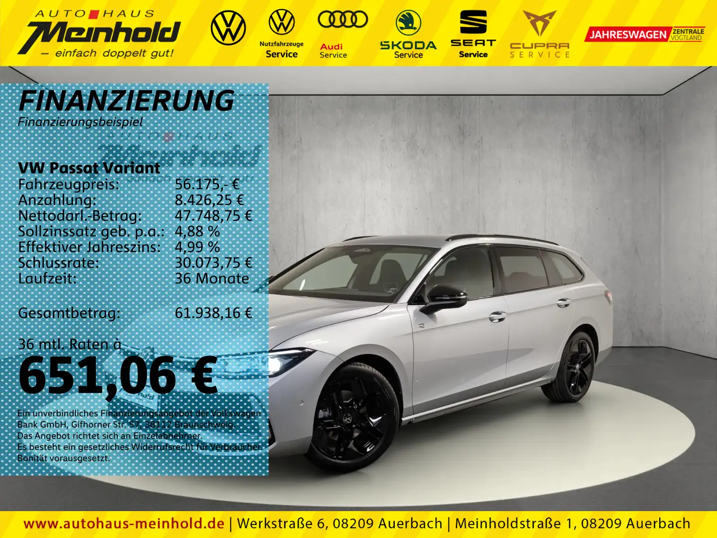 Volkswagen Passat Variant 2.0 TDI DSG R-Line Black Style Silber - 1