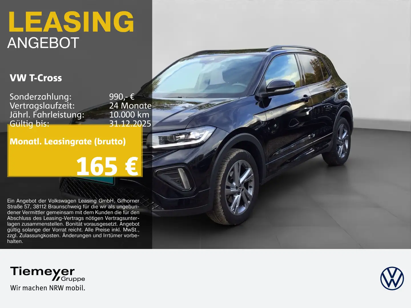 Volkswagen T-Cross 1.5 TSI DSG R-LINE BLACK LM18 NAVI AHK A Noir - 1