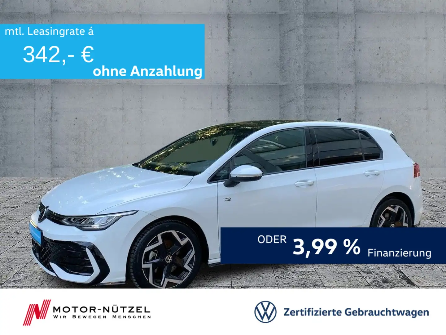 Volkswagen Golf VIII 1.5TSI R-LINE 5JG+LED+NAV-VORB+AHK+ACC Weiß - 1