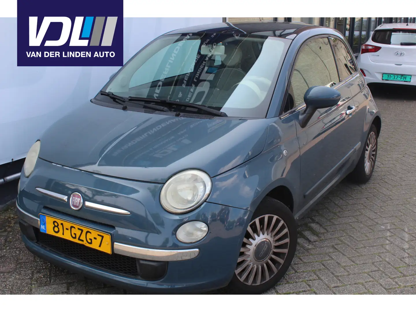 Fiat 500 1.4-16V Lounge Airco l Panorama dak l Elektrische Blauw - 1