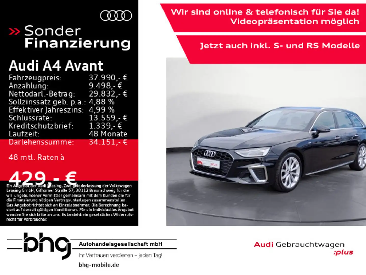 Audi A4 35 TFSI S tronic S line Assist Tour+Sta Schwarz - 1