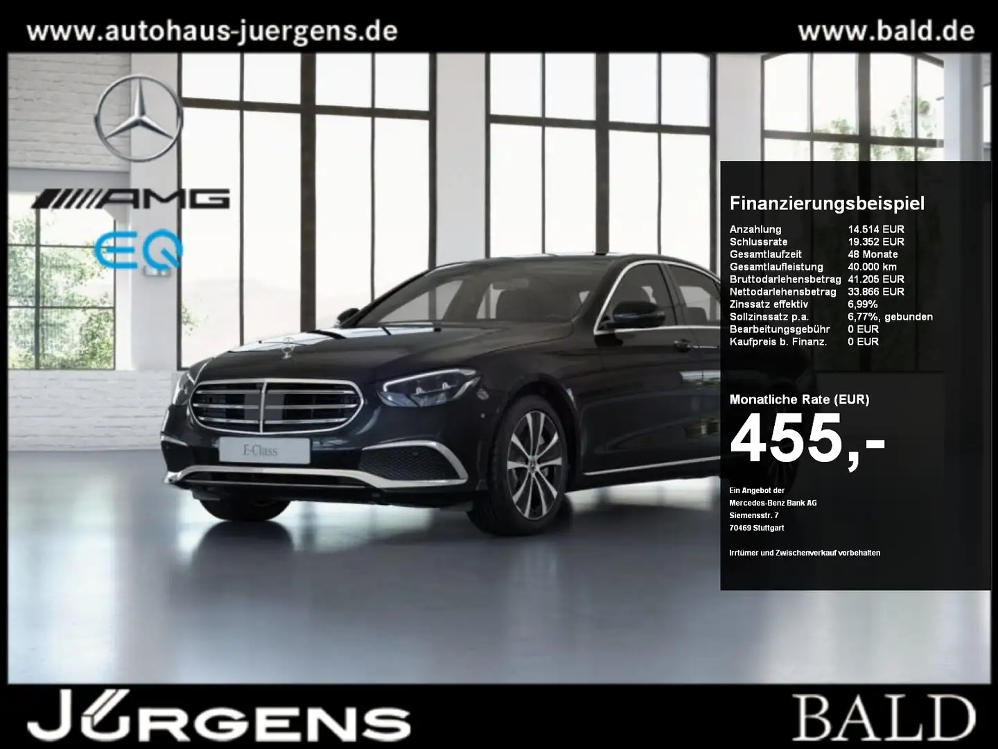 Mercedes-Benz E 400 d 4M Exclusive/Wide/LED/AHK/360/Memory/18" Noir - 1