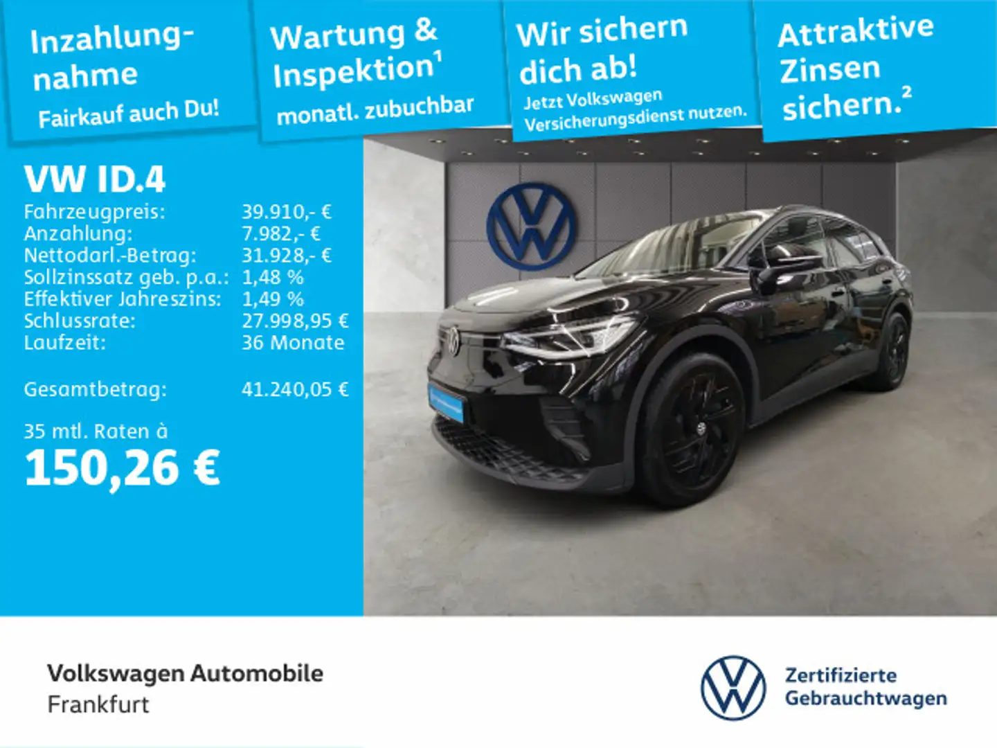Volkswagen ID.4 Pro Navi IQ.Light AreaView SideAssist AHK L Schwarz - 1