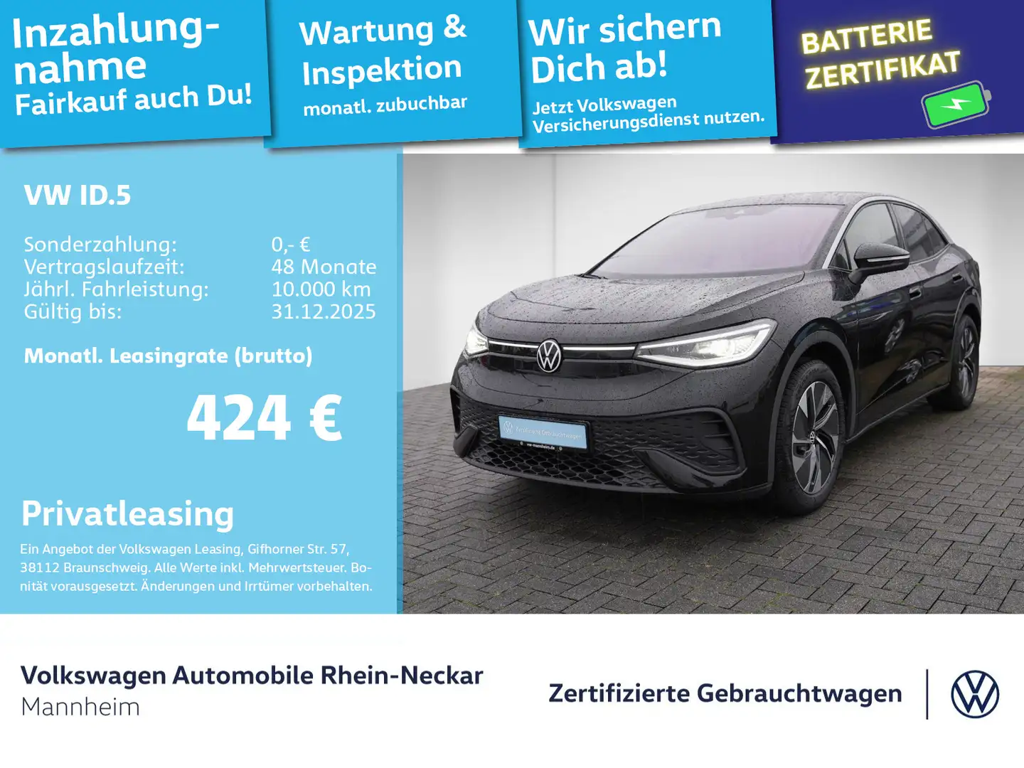 Volkswagen ID.5 Pro 210kW GAR 2030 Navi ACC IQ Light Wärmep Schwarz - 1