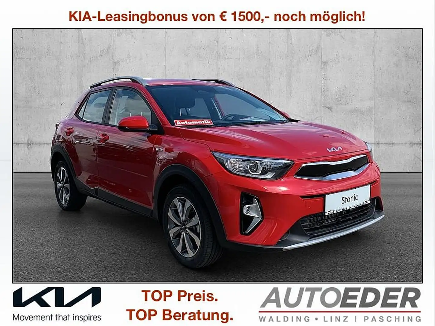 Kia Stonic 1,0 TGDI GPF ISG Silber DCT Aut. Rot - 1