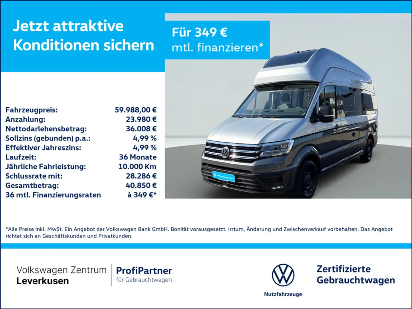 Volkswagen Crafter Grand California 600 STANDHZ AHK ACC Grau - 1
