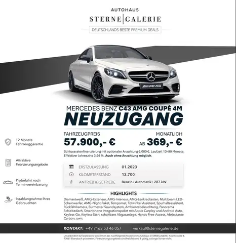Mercedes-Benz C 43 AMG CARBON/PANO/TEMPOM/AMBIENT Sportp. LED
