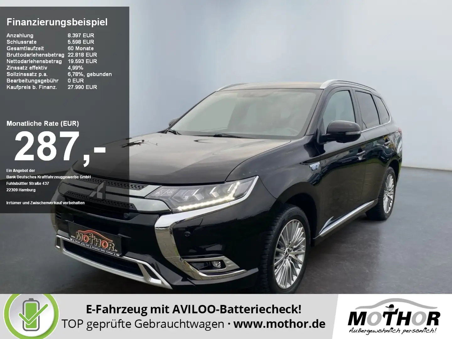 Mitsubishi Outlander Plus Spirit 2.4 PHEV TEMP PDC LED Schwarz - 1