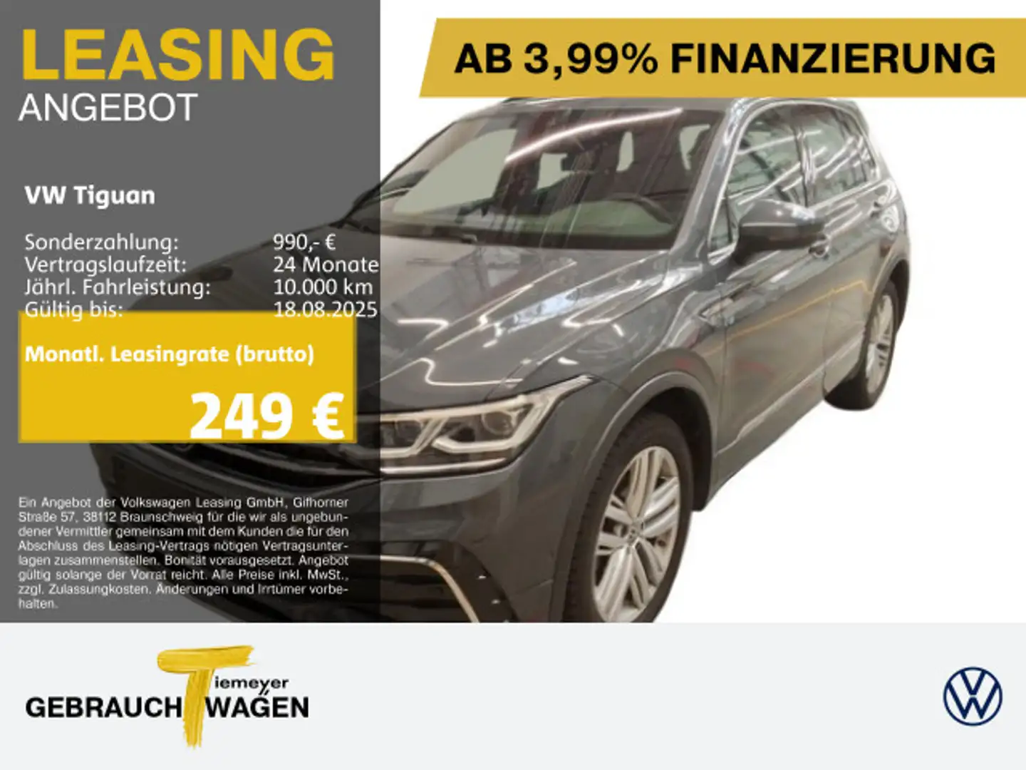 Volkswagen Tiguan 2.0 TDI DSG 4M R-LINE LEDER ST.HEIZ AHK K Grau - 1