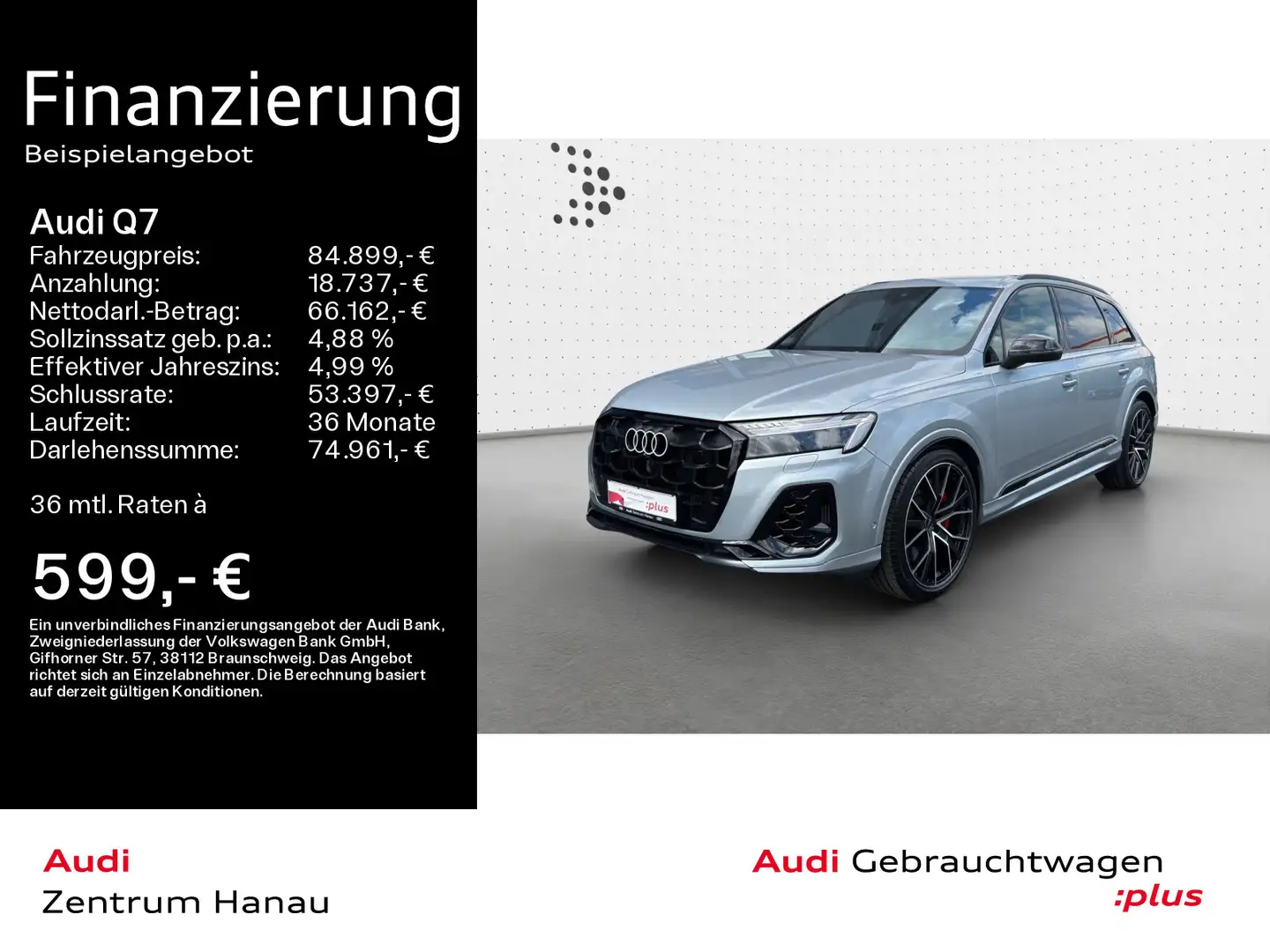Audi Q7 60 TFSIe quattro S-LINE*B&O*LASER*PANO*AHK*HU Silber - 1