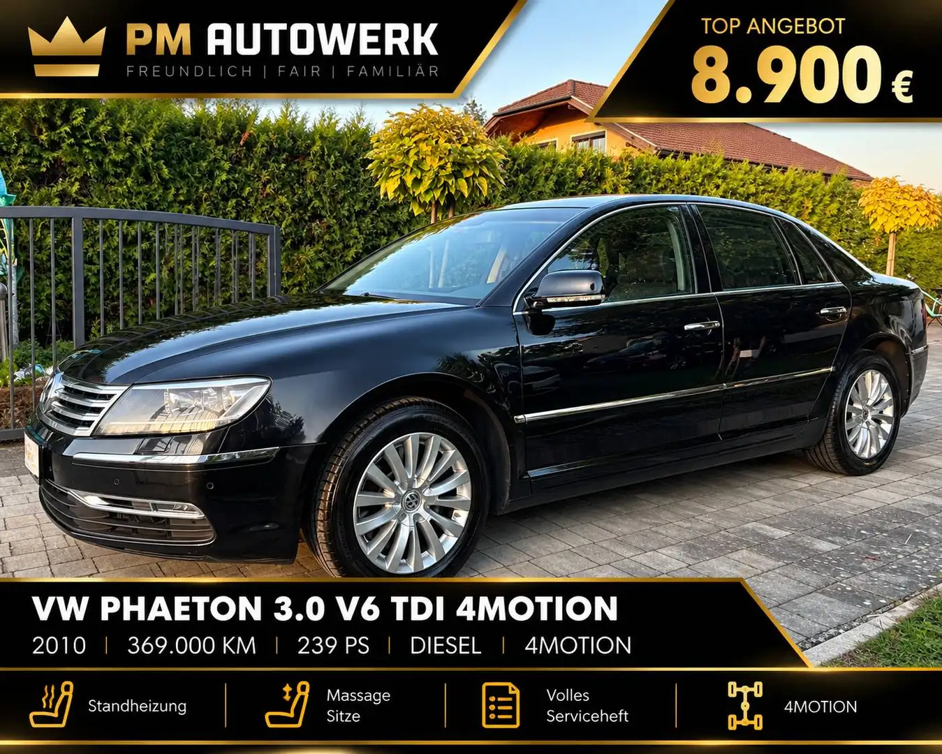 Volkswagen Phaeton Phaeton V6 TDI 4Motion *Standheizung*Massage*Serviceheft* Schwarz - 1