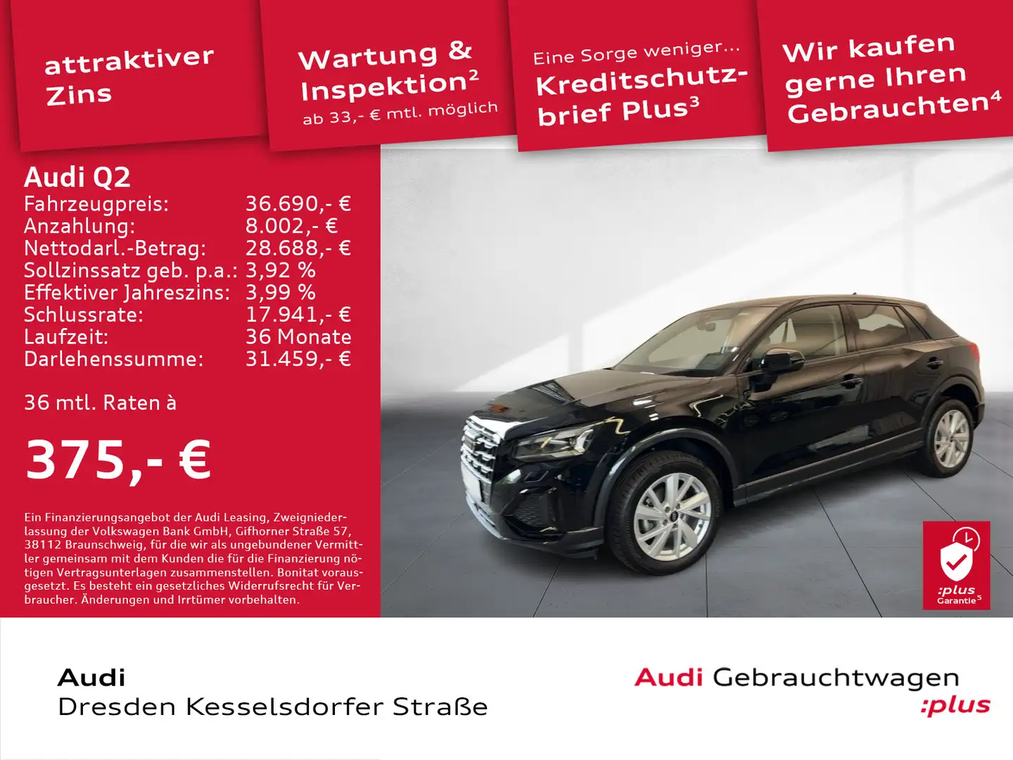 Audi Q2 35 TFSI advanced AHZV Kamera LED Navi Schwarz - 1