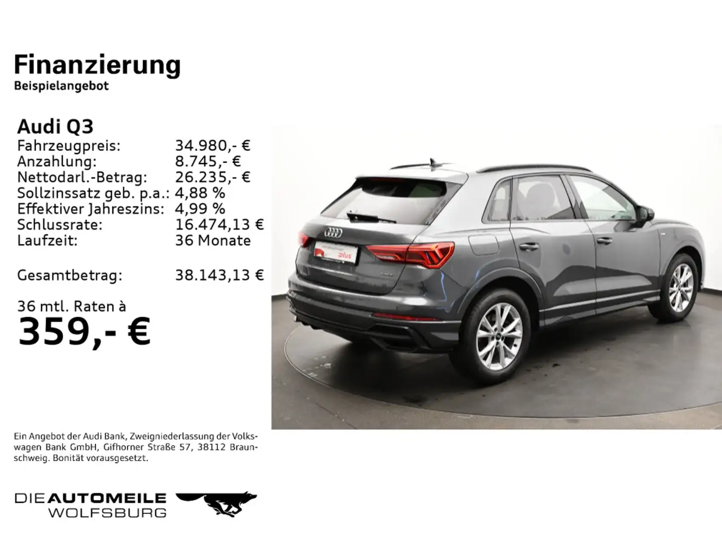 Audi Q3 40 TDI quattro S tronic S-LINE AHK/LEDER/BLAC Grau - 2