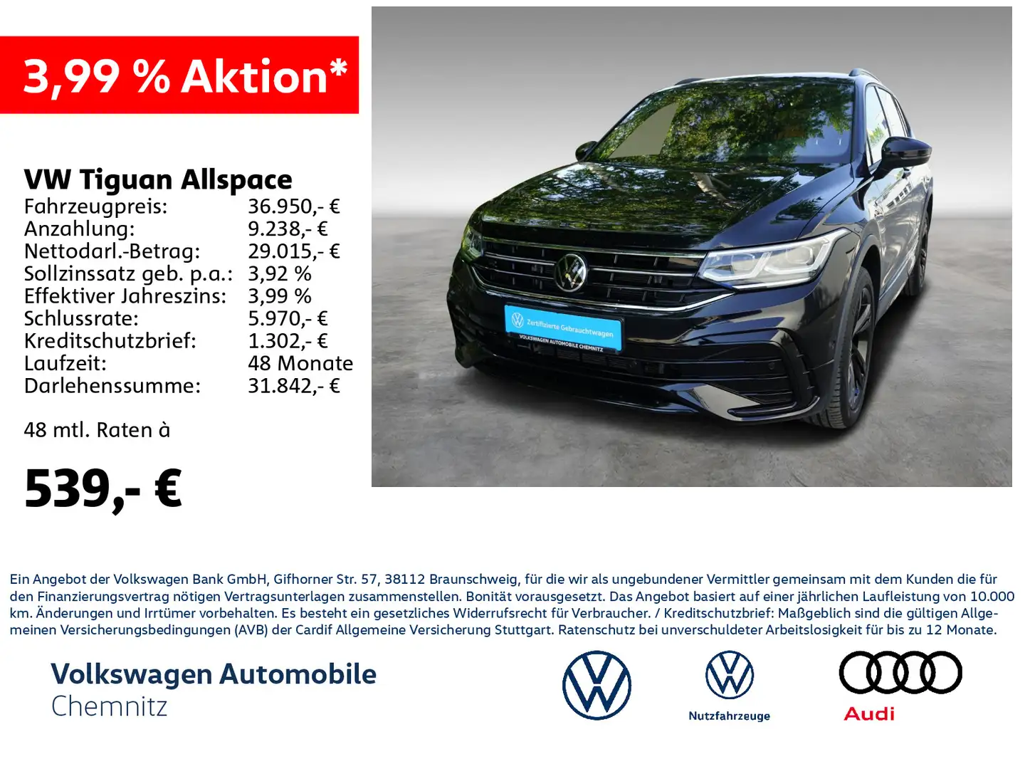 Volkswagen Tiguan Allspace 2.0TDI R-Line 4Motion LED-Matrix Zwart - 1
