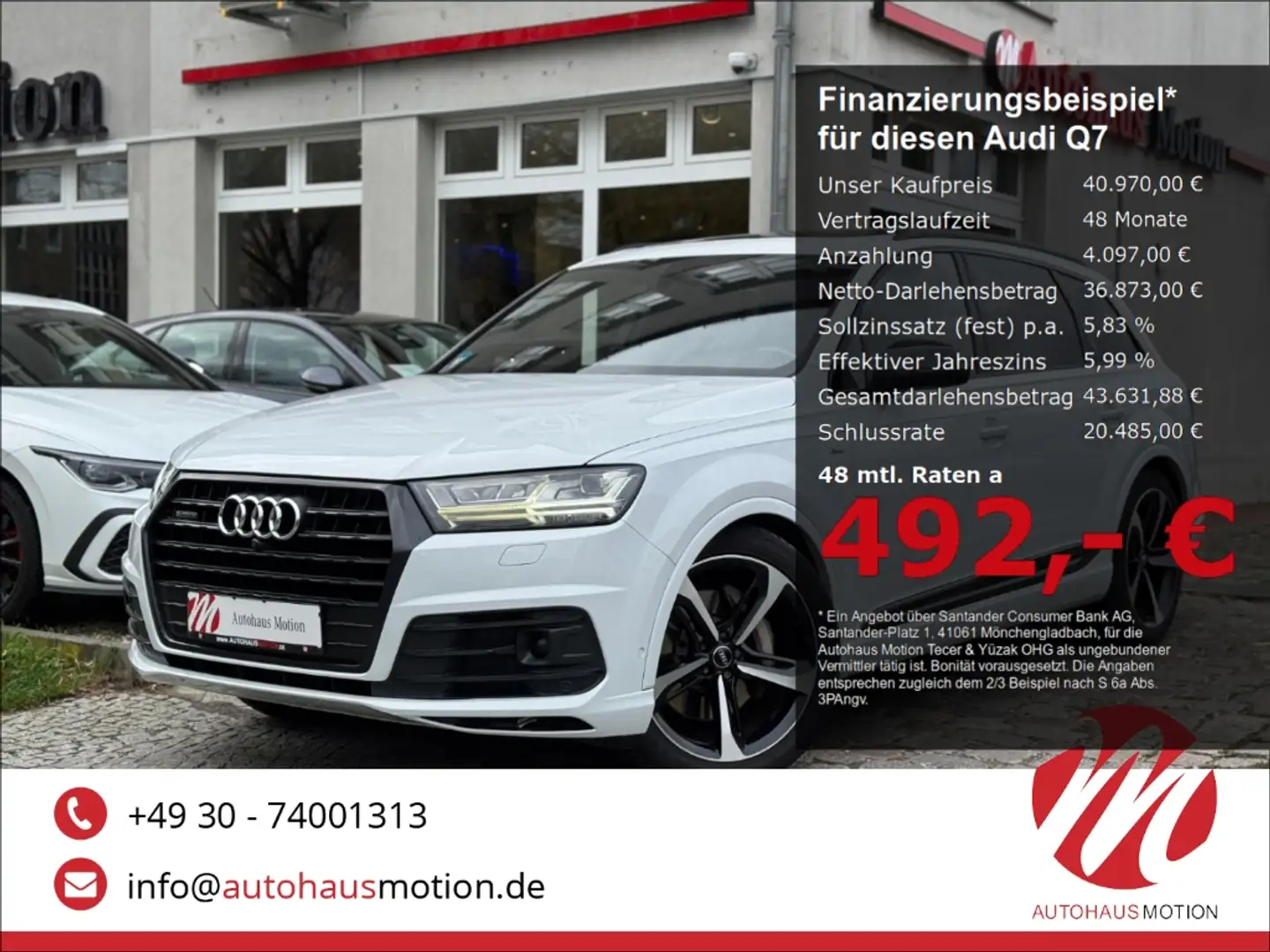 Audi Q7 3.0 TDI 3x S-line Pano Navi Raute Kamera quattro 7 Weiß - 1