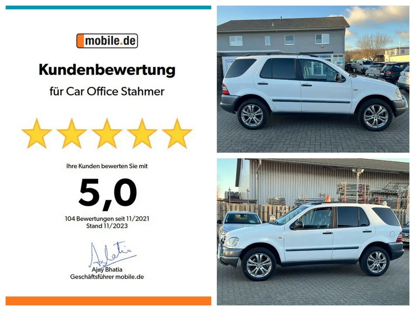 Mercedes-Benz ML 320 V6*nur 132tkm*TüV 11/27*Getr.Öl neu*AHK* Weiß - 2