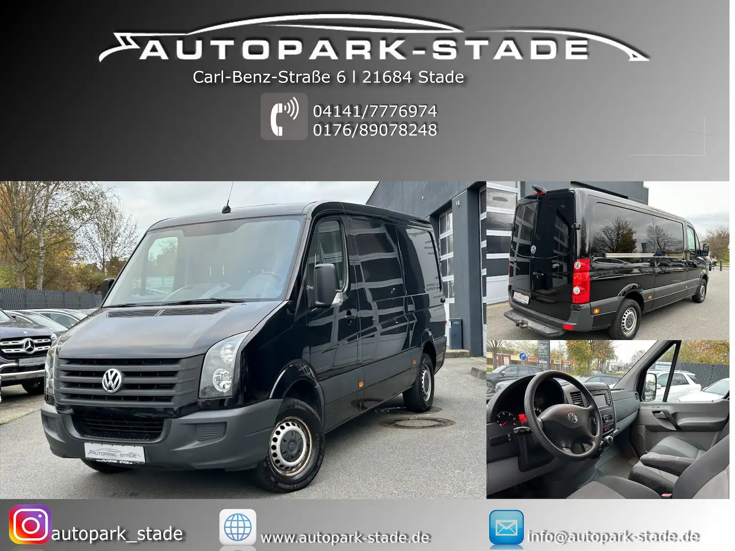Volkswagen Crafter 35 mittel L2H1 Kamera AHK Klima 3 Sitze Schwarz - 1