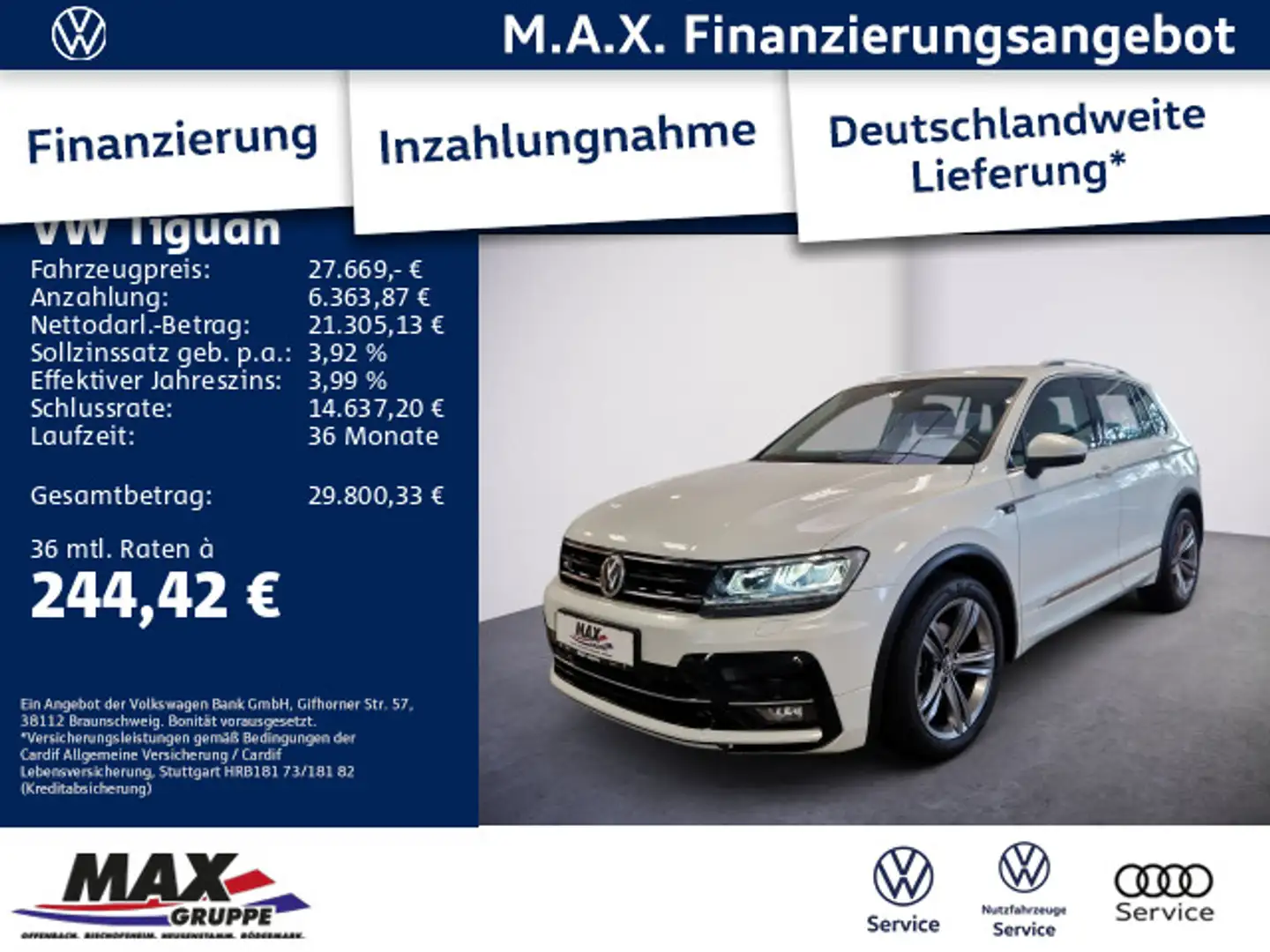 Volkswagen Tiguan 1.5 TSI R-LINE LED+PANO+AHK+NAVI+SITZHZG+ Wit - 1