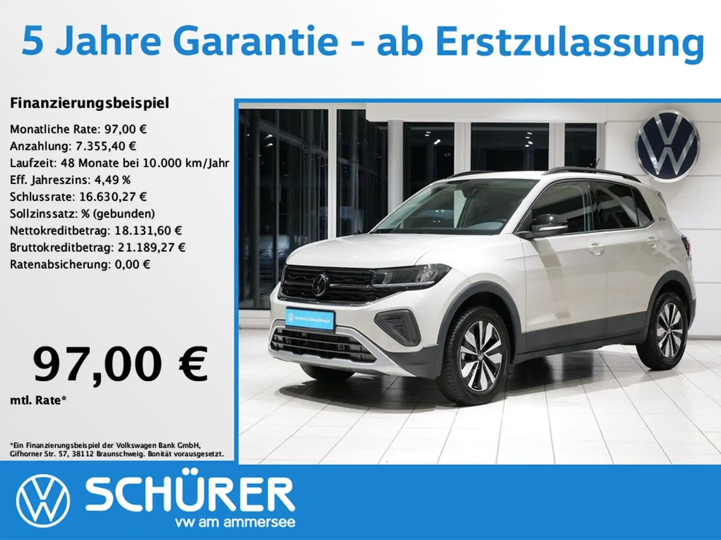 Volkswagen T-Cross 1.0TSI DSG Goal AHK RKam ACC Navi Grau - 1