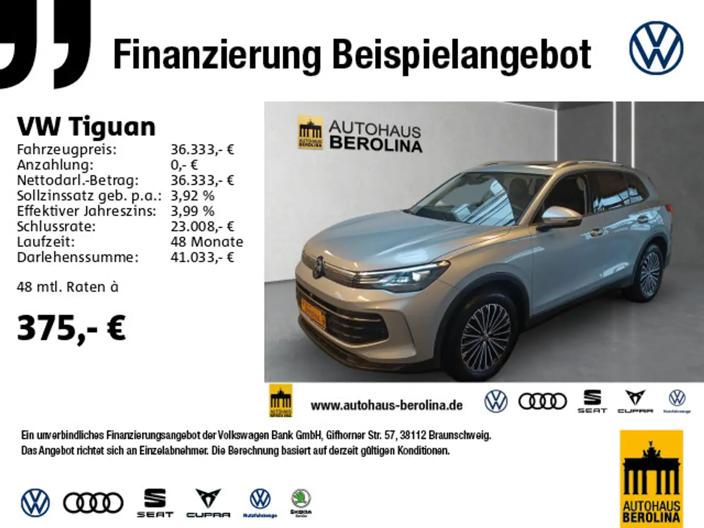 Volkswagen Tiguan 1.5 eTSI Life DSG *PANO*HuD*AHK*360°*NAV* Grijs - 1