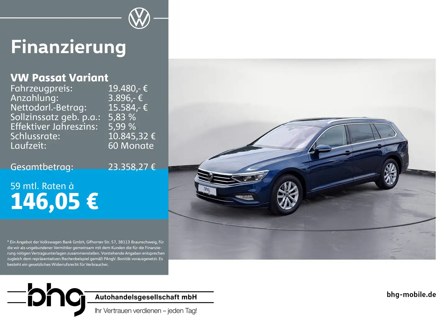 Volkswagen Passat Variant 2.0 TDI SCR Business *MASSAGE*PAN Bleu - 1