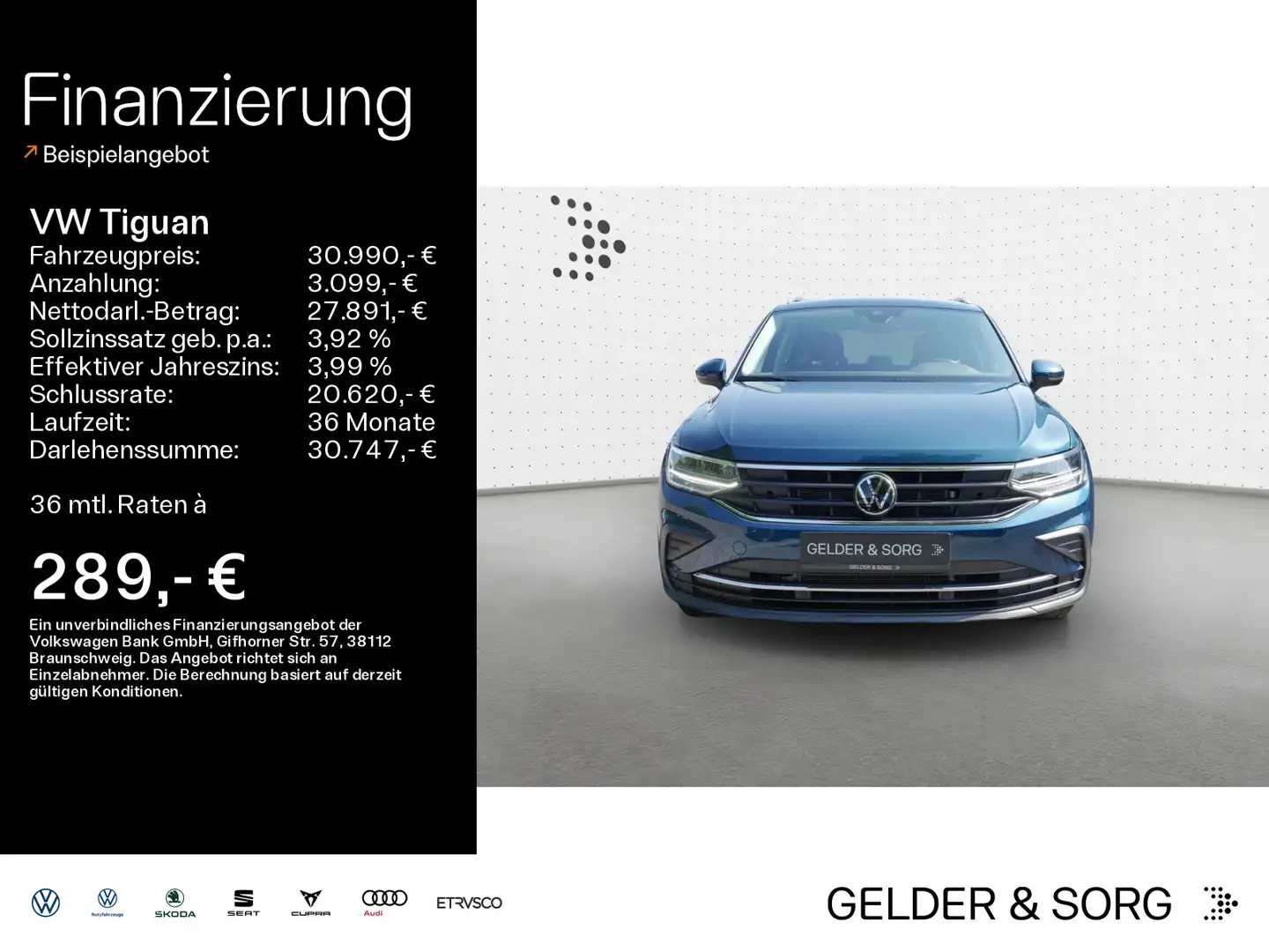 Volkswagen Tiguan Life 1.5 TSI RFK*LED*EPH*Navi*AHK*DAB+ Blau - 1
