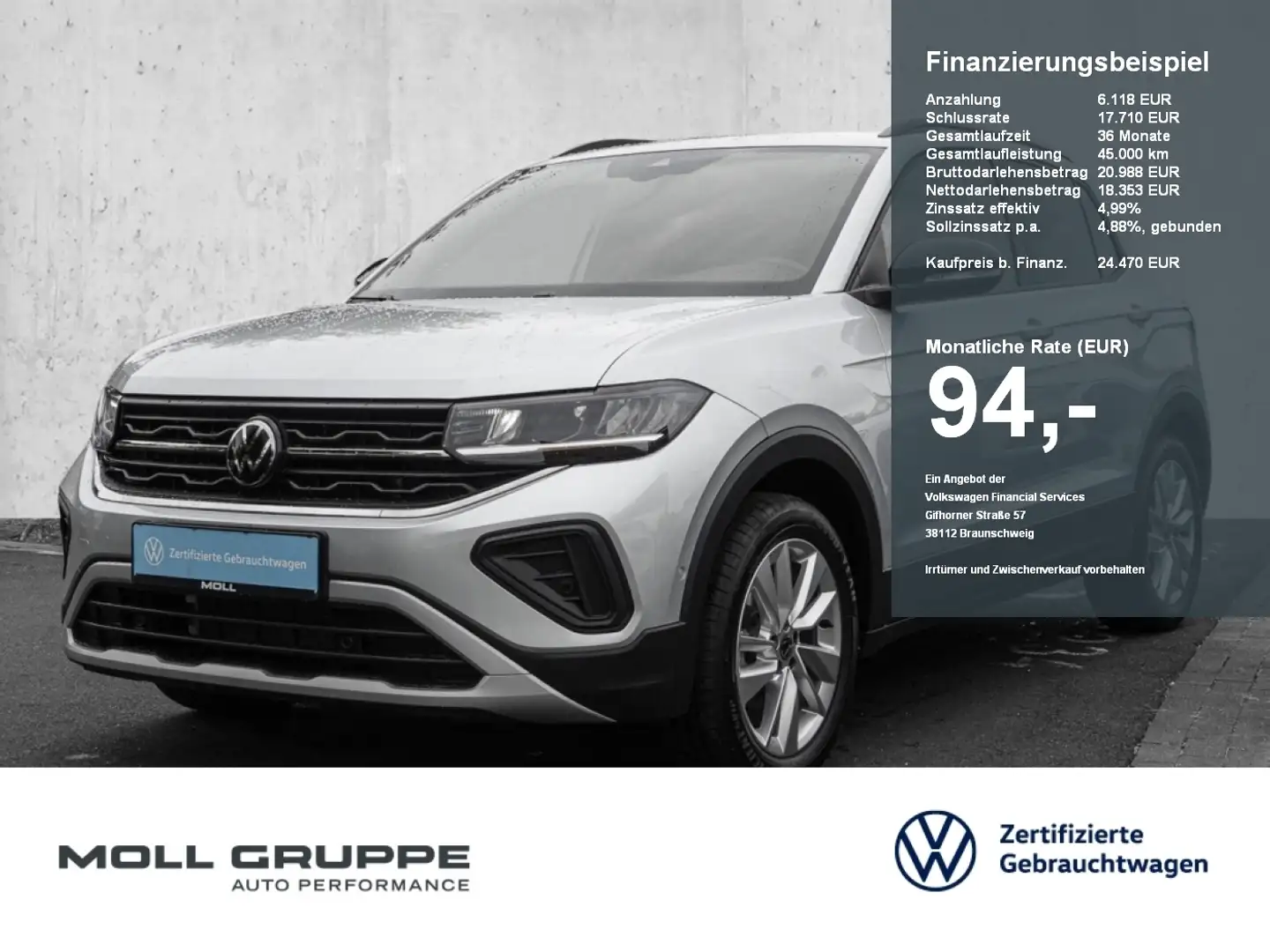 Volkswagen T-Cross 1.0 TSI DSG Life 2xKLIMA ACC AUT FLA KAM Argent - 1