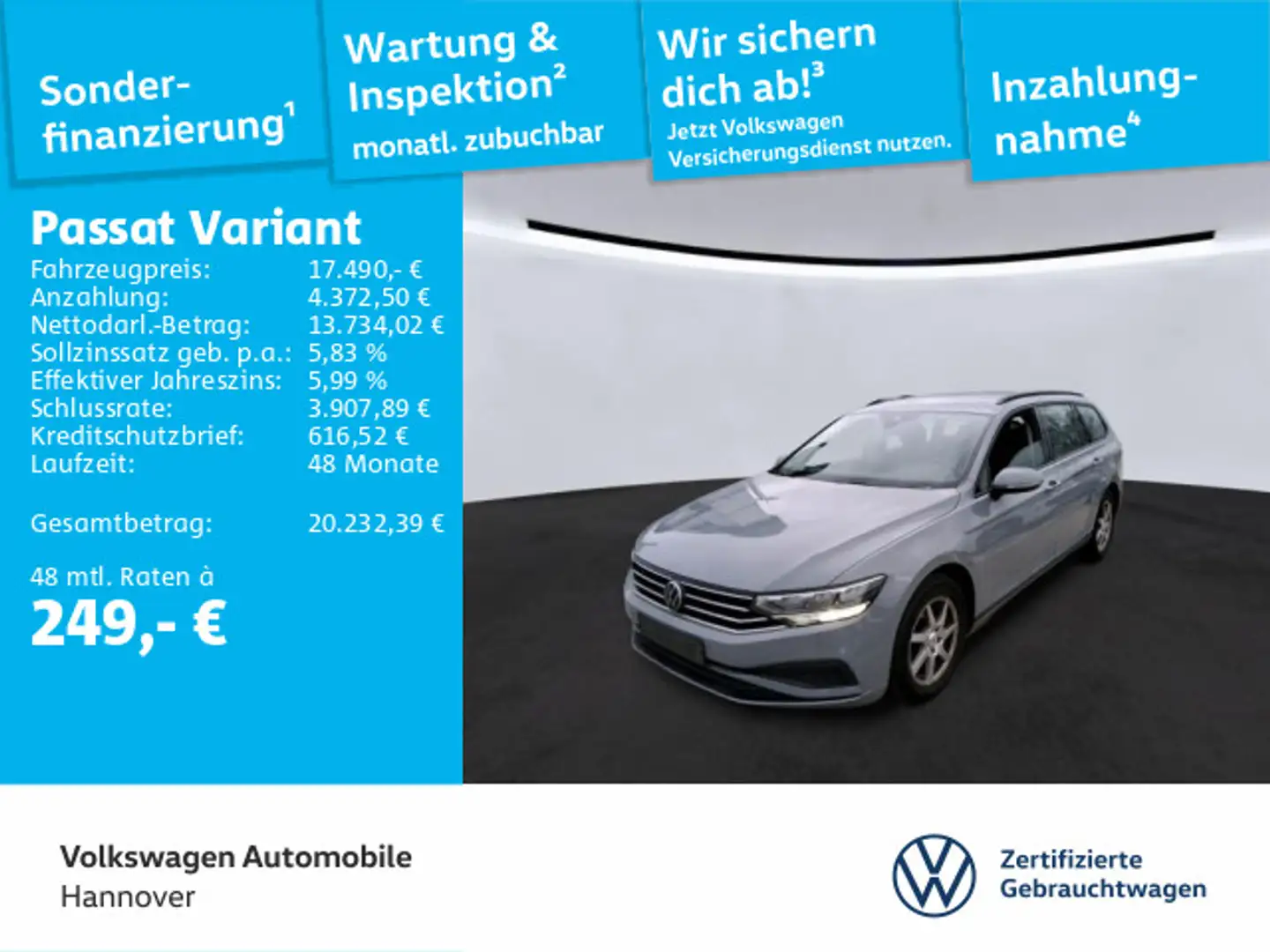 Volkswagen Passat Variant 2.0 TDI DSG Conceptline Navi Kame Gris - 1