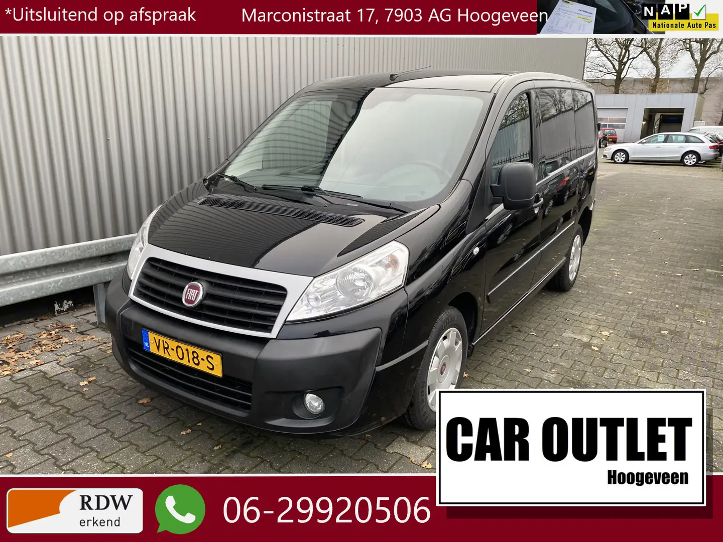 Fiat Scudo 10 1.6 MultiJet KH1 SX MARGE, NAP, 1e Eignr, A/C, Zwart - 1
