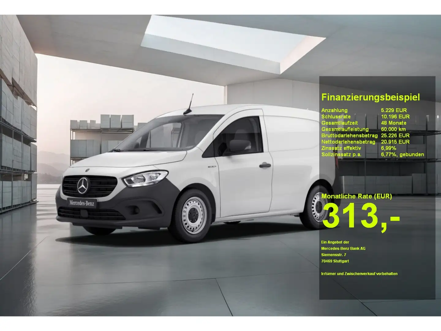 Mercedes-Benz Citan e Kasten Base Klimaaut.+Hecktüren Weiß - 1